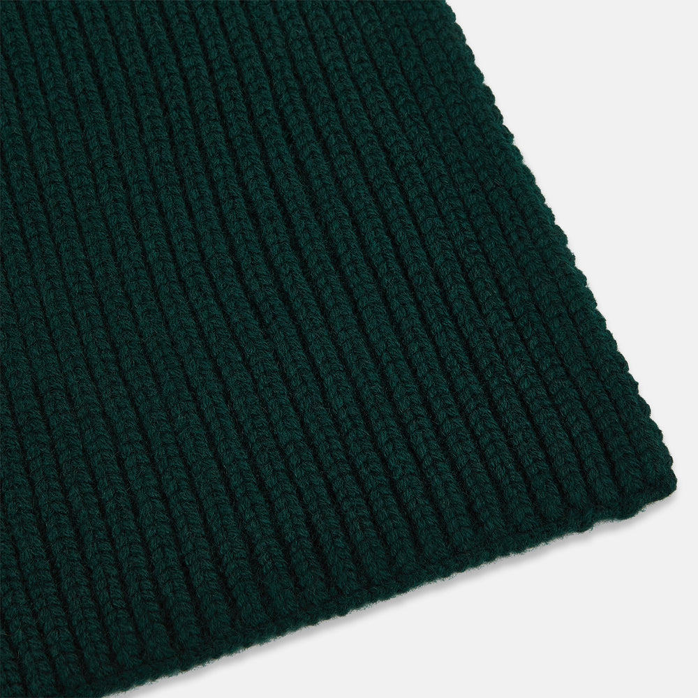 Forest Green Rib-Knit Cashmere Scarf