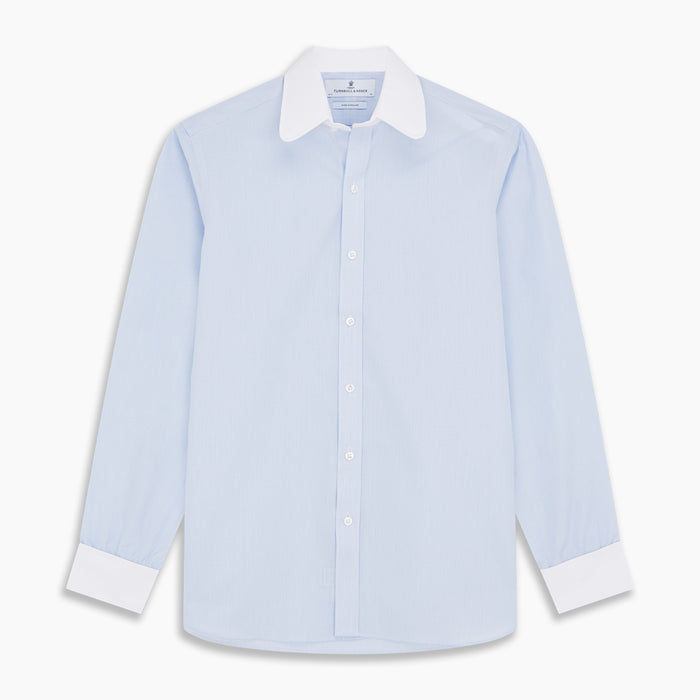 Micro Blue Check with White Collar and Cuff Shirt Image 5