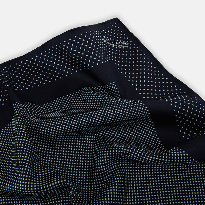 Navy and Light Blue Dot Silk Pocket Square Image 1