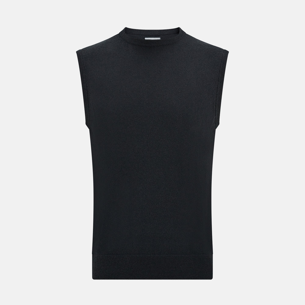 Dark Green Cashmere Round Neck Vest
