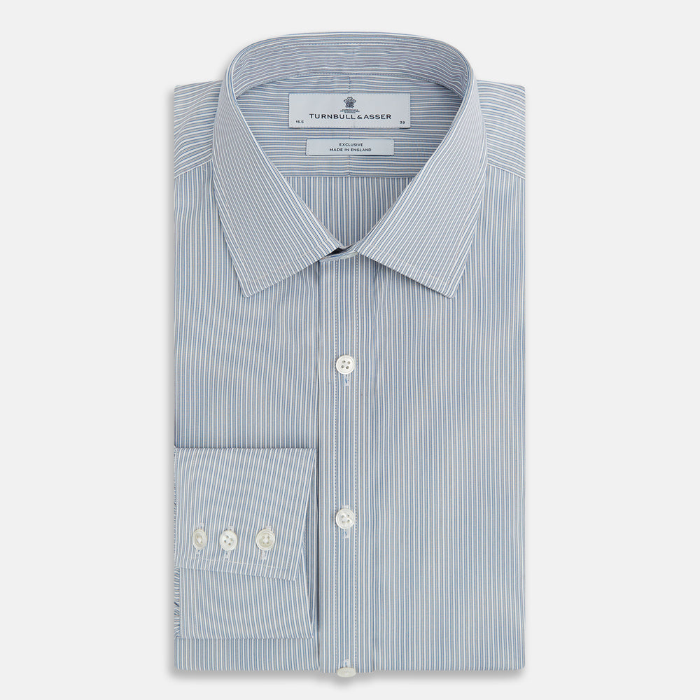 Blue and Brown Ticking Stripe Mayfair Shirt