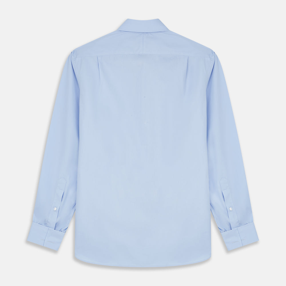 Tailored Fit Pale Blue Cotton Shirt with Kent Collar and Double Cuffs