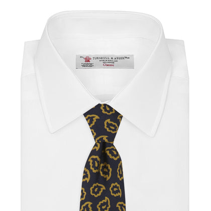 Navy and Gold Petal Paisley Silk Tie Image 2