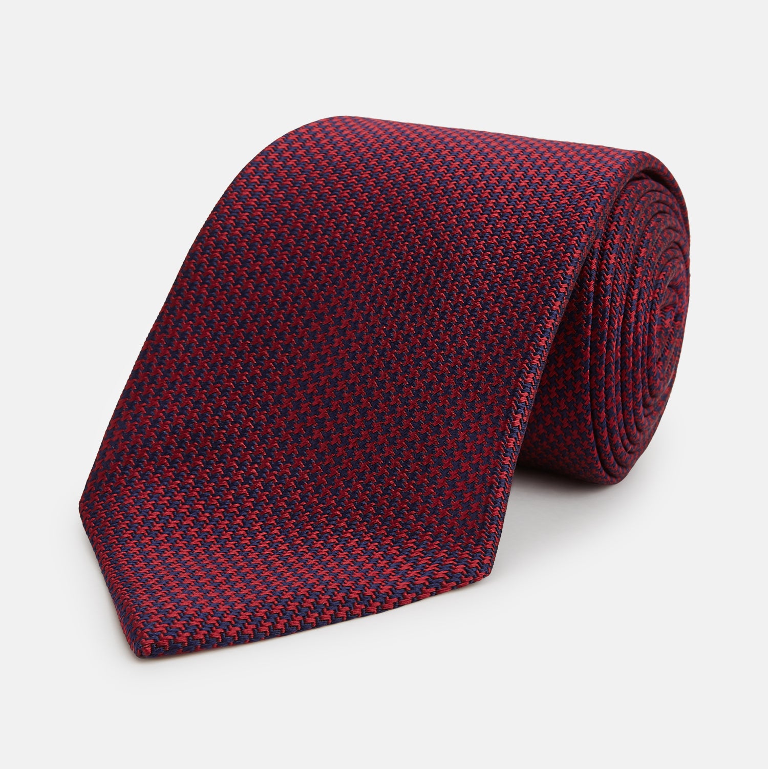 View 1 of product HOUNDSTOOTH NAVY BURGUNDY TIE