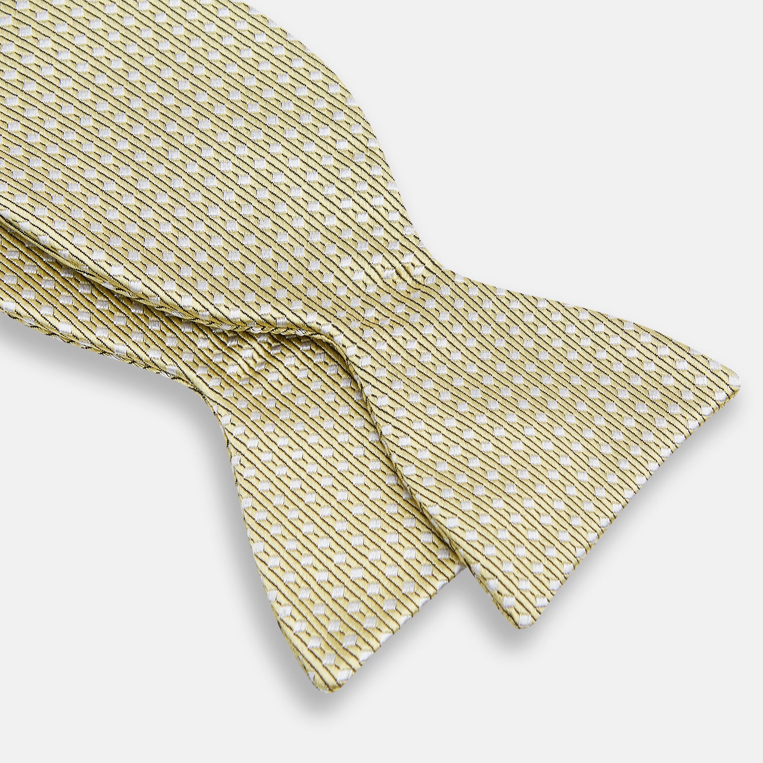 View 3 of product Gold and White Square Silk Bow Tie