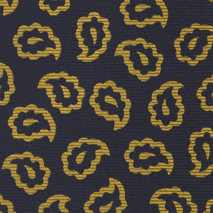 Navy and Gold Petal Paisley Silk Tie Image 3