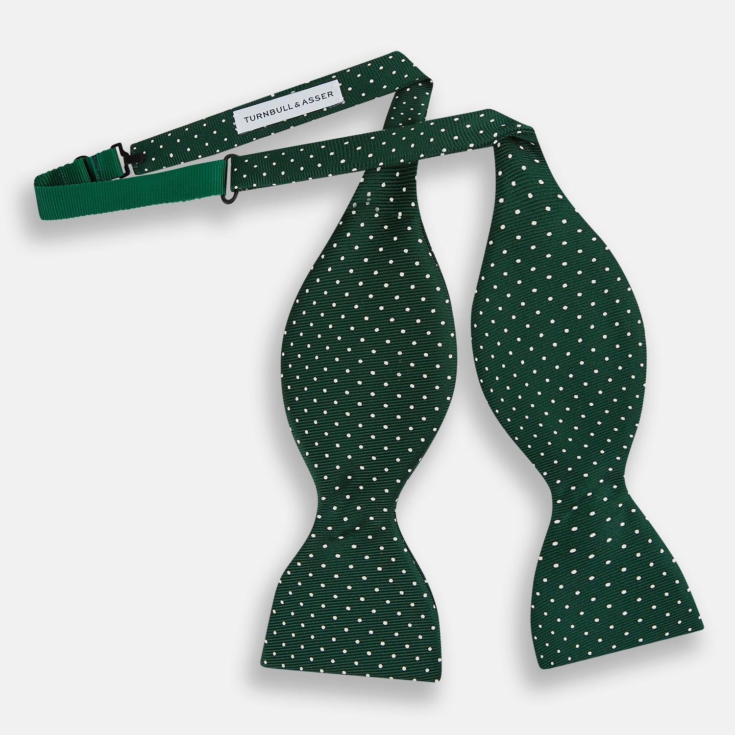 View 2 of product Racing Green and White Spot Silk Bow Tie