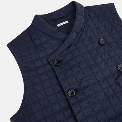 Navy Double-Breasted Quilted Gilet