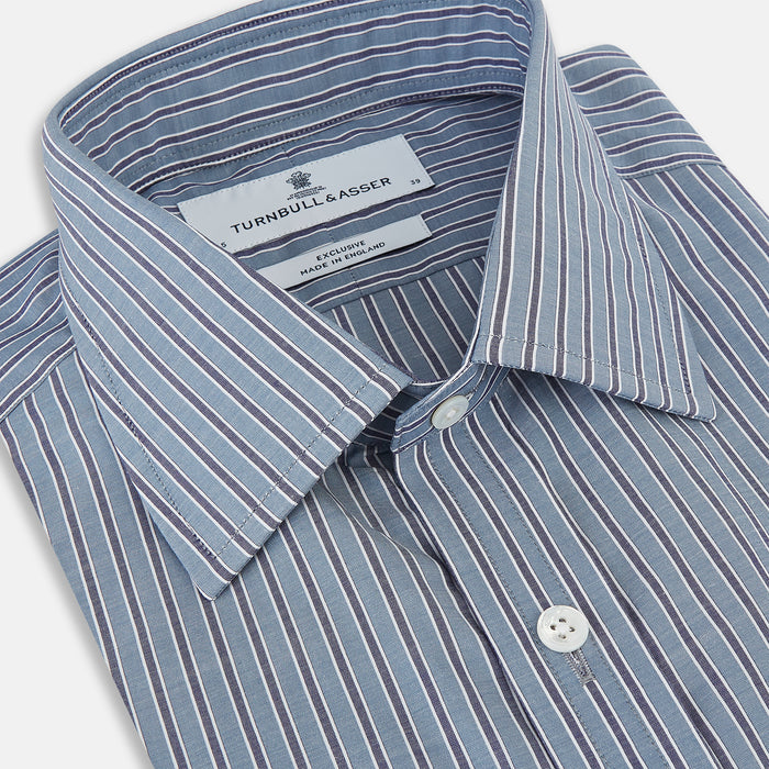 Steel Grey Ticking Stripe Mayfair Shirt Image 1