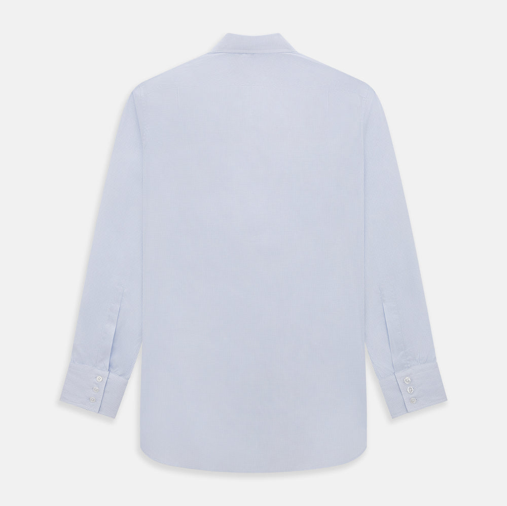 Blue and White Micro Check Mayfair Shirt