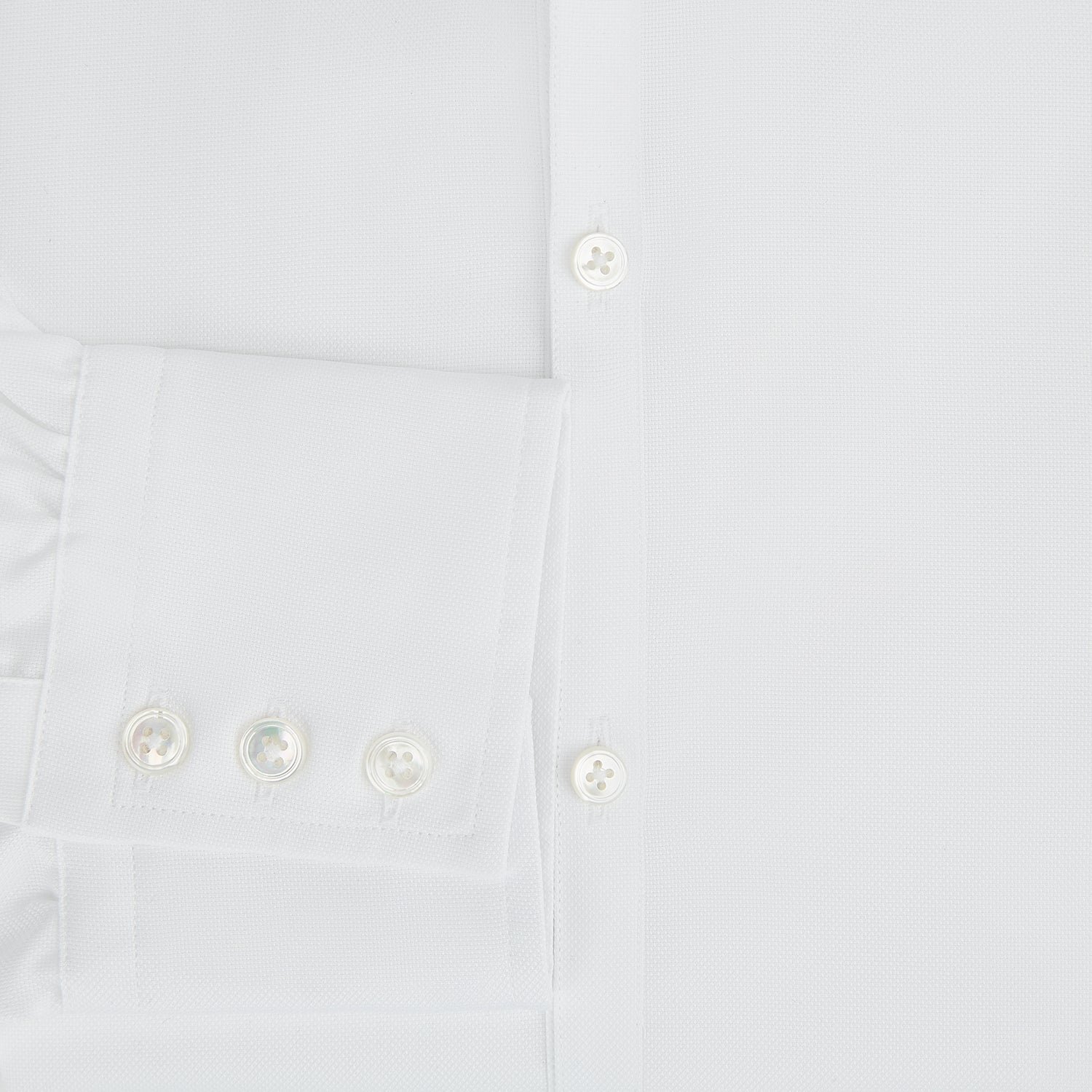 View 4 of product WHITE ROYAL OXFORD COTTON WINDSOR SHIRT WITH TURNBULL OPEN COLLAR AND 3-BUTTON CUFFS