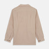 View 7 of product Beige Stripe Cotton Holiday Fit Shirt with Revere Collar & Single Button Cuff