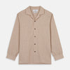 View 2 of product Beige Stripe Cotton Holiday Fit Shirt with Revere Collar & Single Button Cuff