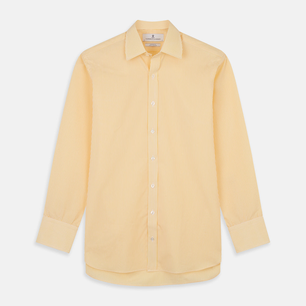 Yellow Fine Stripe Regular Fit Shirt with T&A Collar