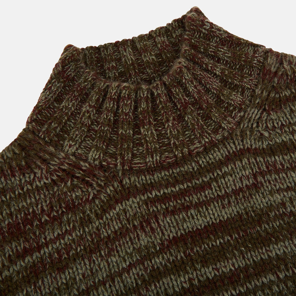 Multi Brown Sennon Rib Roll Neck Cashmere Jumper
