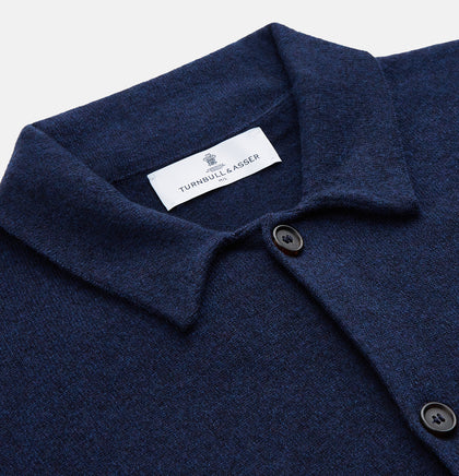 Navy Cashmere Knitted Traditional Pyjama Set