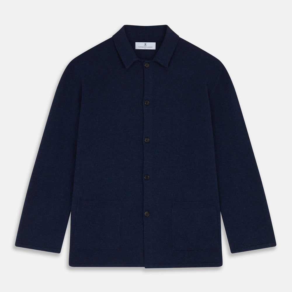 Navy Cashmere Knitted Traditional Pyjama Set