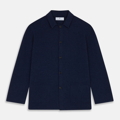 Navy Cashmere Knitted Traditional Pyjama Set Image 4
