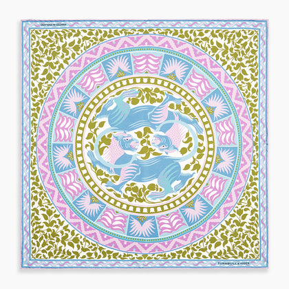 Green Multi Griffins Silk Pocket Square Image 3