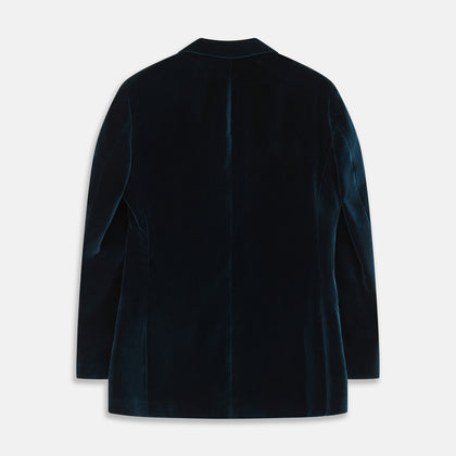 Teal Velvet Single Breasted Blazer Image 3
