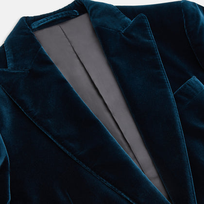 Teal Velvet Single Breasted Blazer Image 1