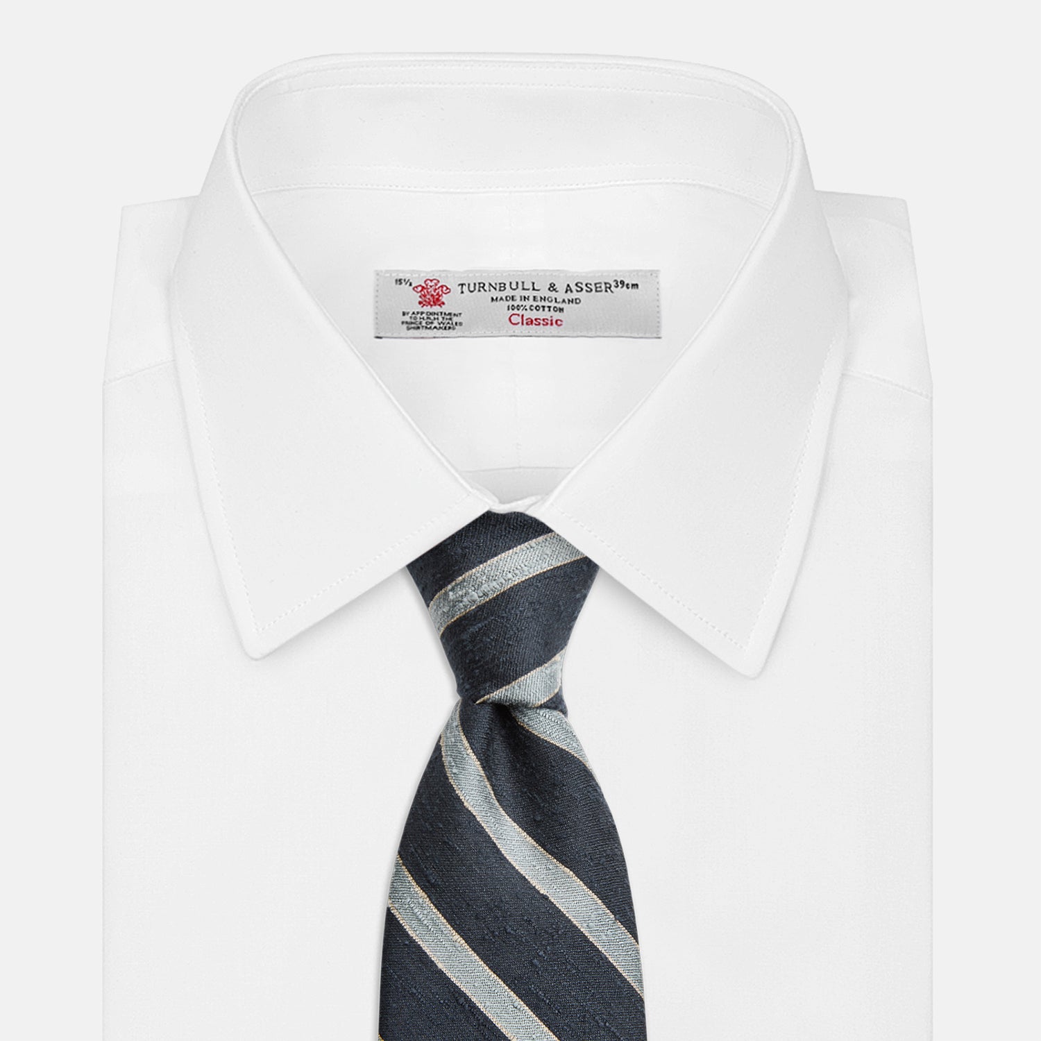 View 2 of product Blue & Silver Stripe Silk Tie