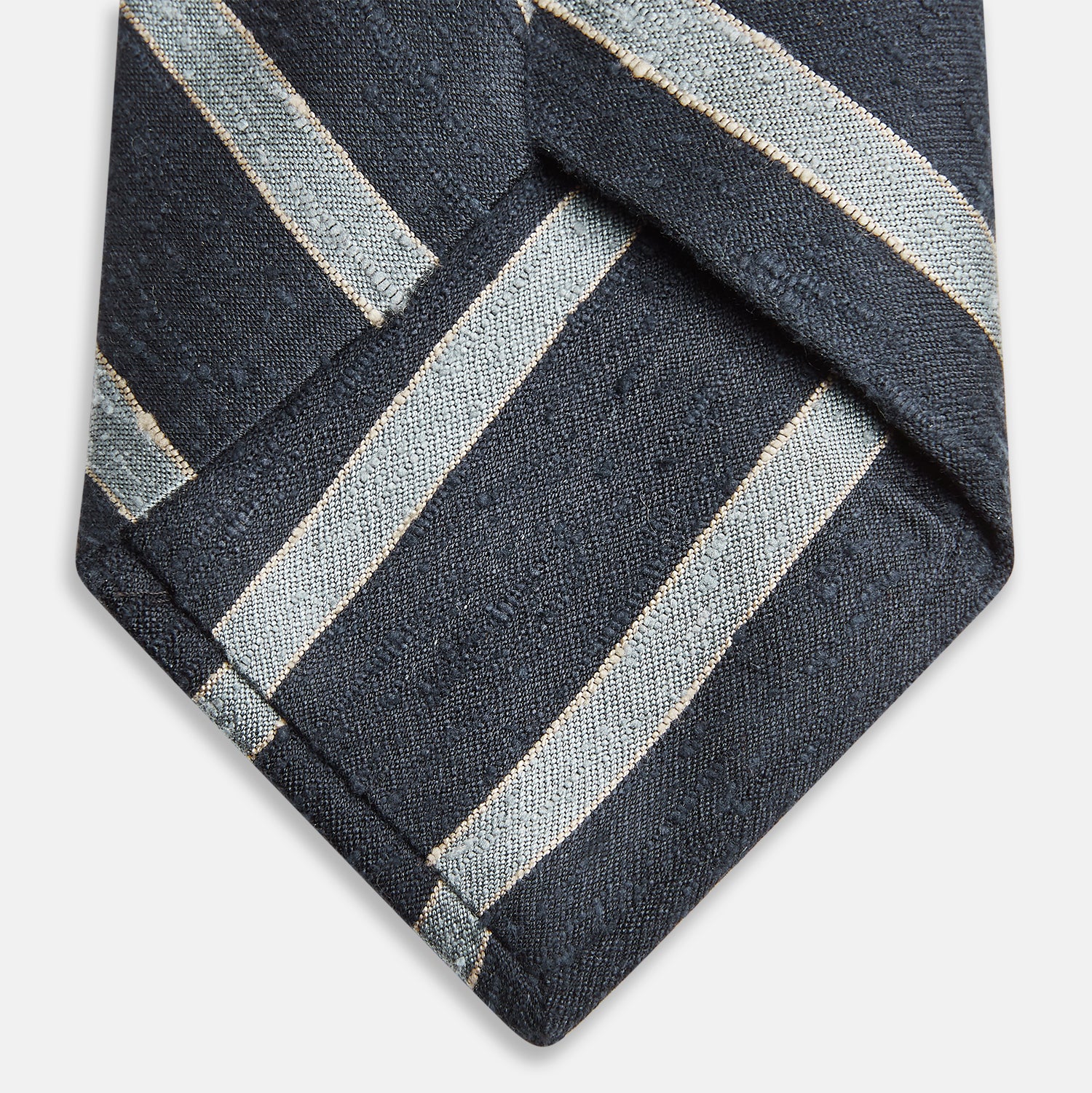 View 4 of product Blue & Silver Stripe Silk Tie