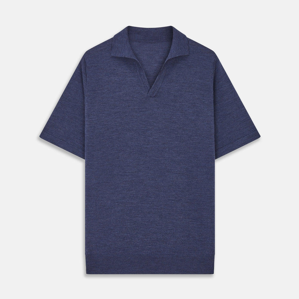 Shirt Turnbull & Roland Wool Blue Merino Polo Asser |