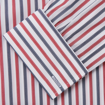 Red and Blue Stripe Cotton Regular Fit Whitby Shirt Image 3