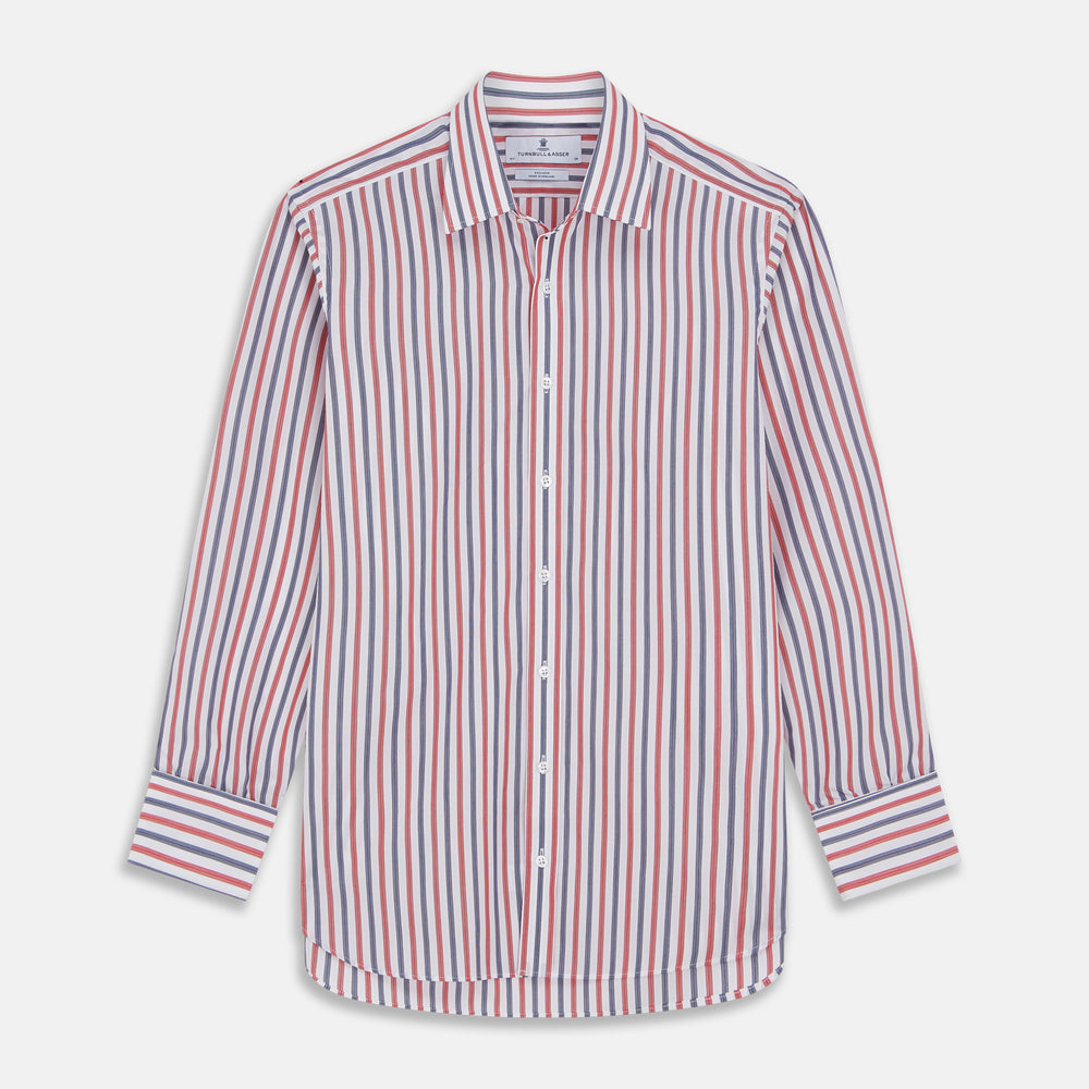 Red and Blue Stripe Cotton Regular Fit Whitby Shirt
