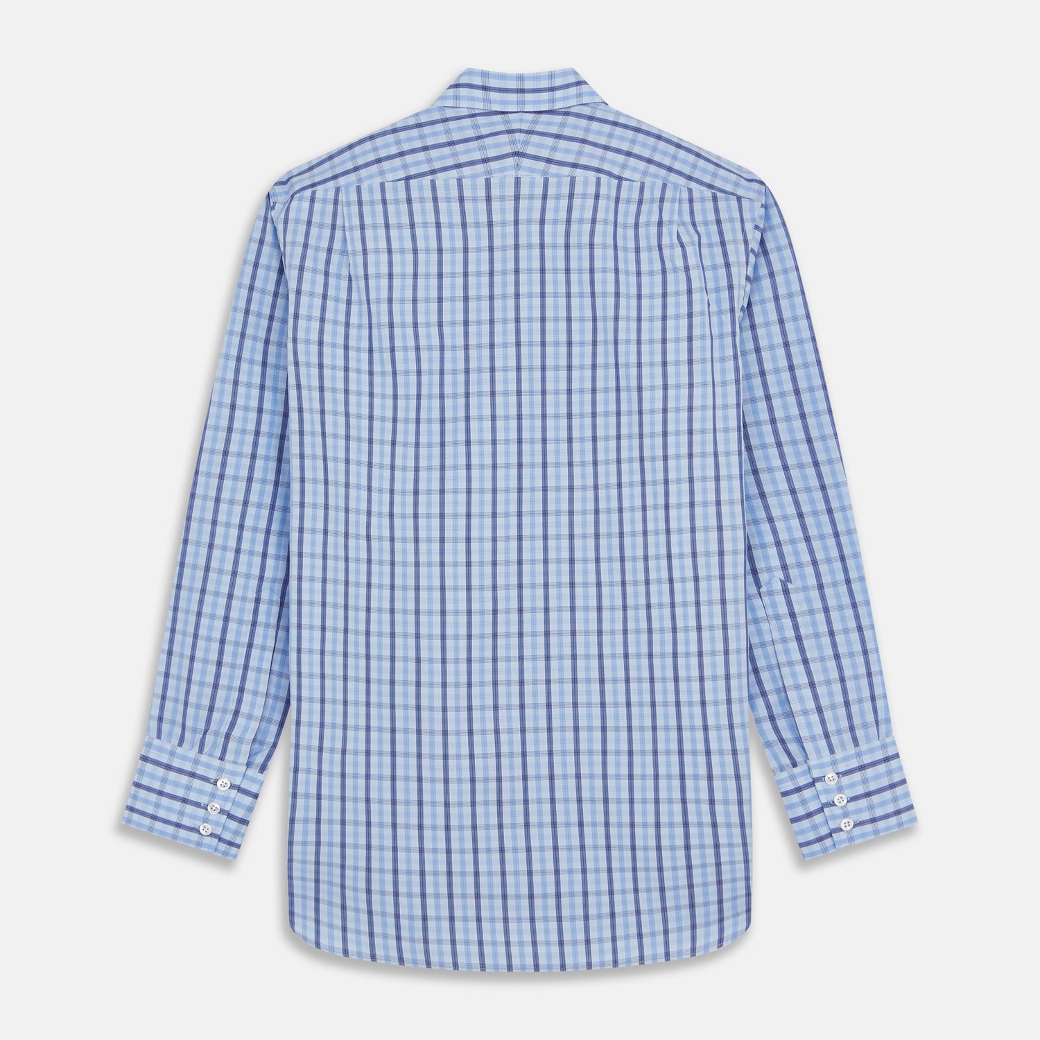 View 5 of product Light Blue and Navy Check Cotton Regular Fit Mayfair Shirt