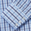 View 3 of product Light Blue and Navy Check Cotton Regular Fit Mayfair Shirt