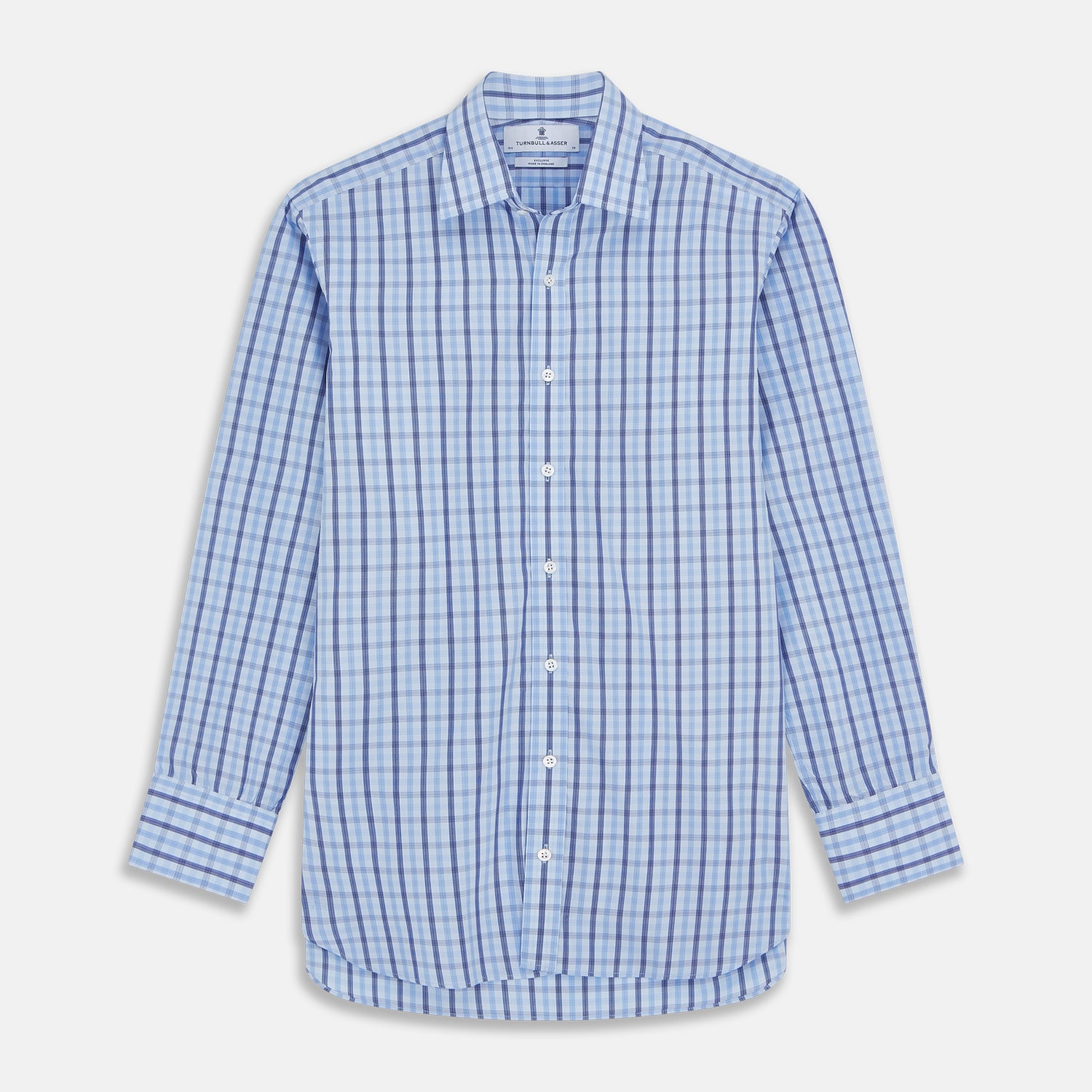 View 1 of product Light Blue and Navy Check Cotton Regular Fit Mayfair Shirt