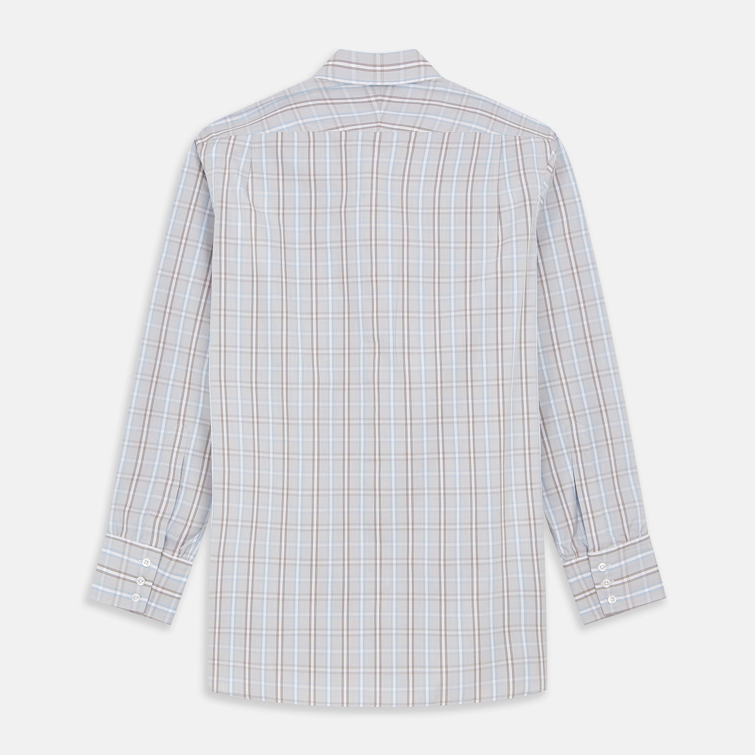 View 4 of product Beige and Light Blue Check Cotton Regular Fit Mayfair Shirt