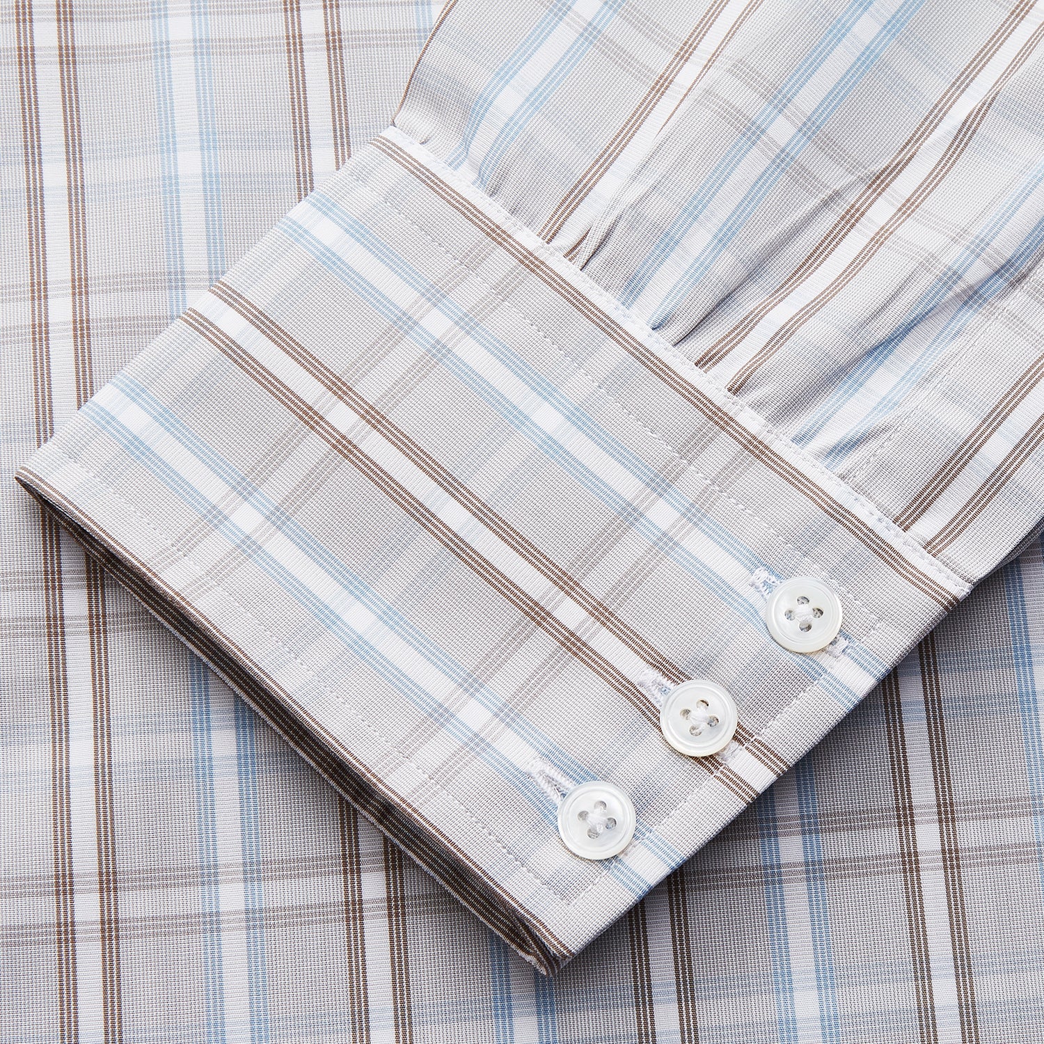 Beige and Light Blue Check Cotton Regular Fit Mayfair Shirt | Turnbull ...