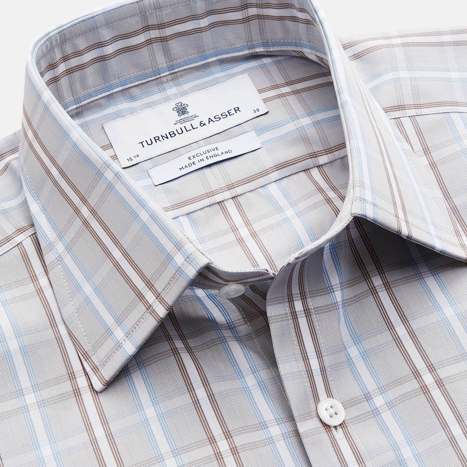 View 2 of product Beige and Light Blue Check Cotton Regular Fit Mayfair Shirt