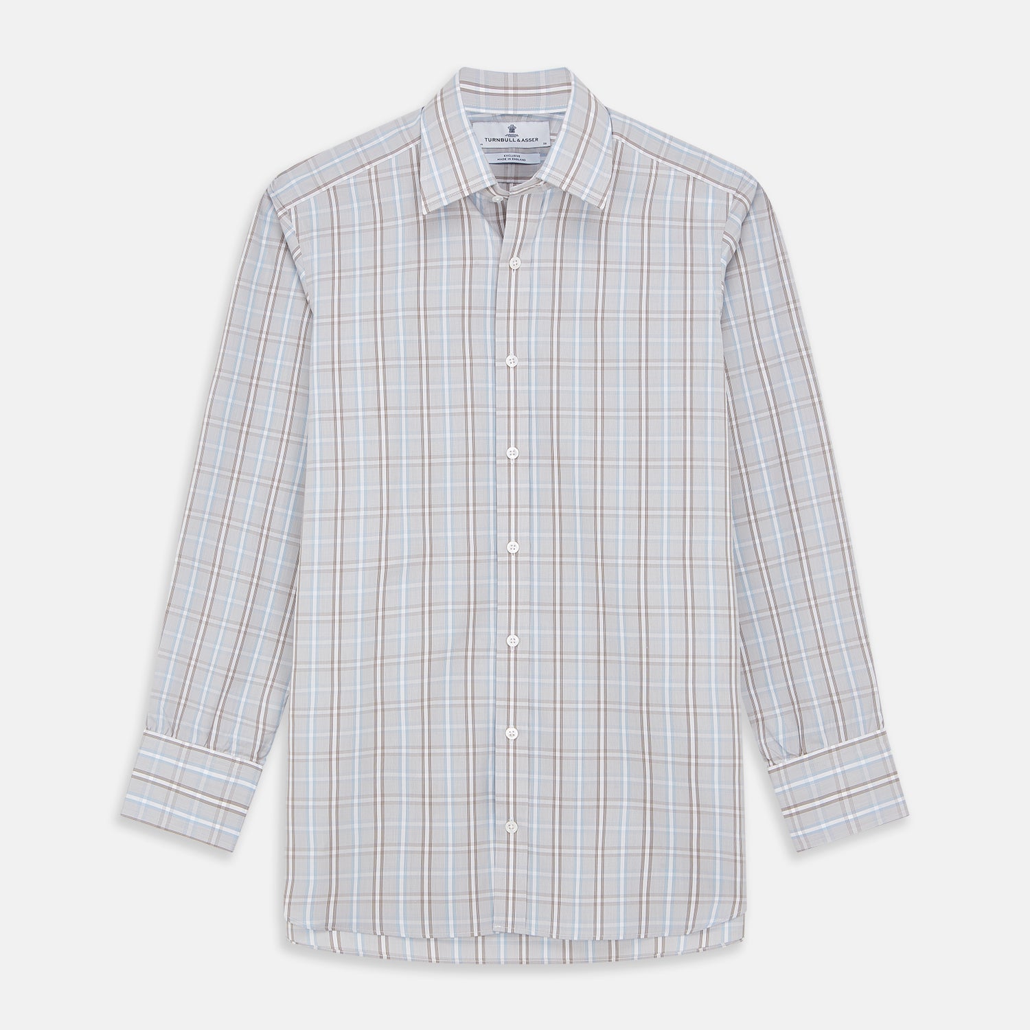 View 1 of product Beige and Light Blue Check Cotton Regular Fit Mayfair Shirt