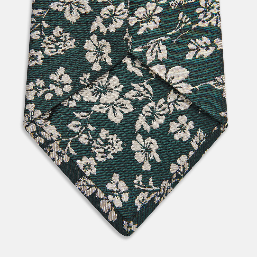 Dark Green Floral Garden Silk Tie