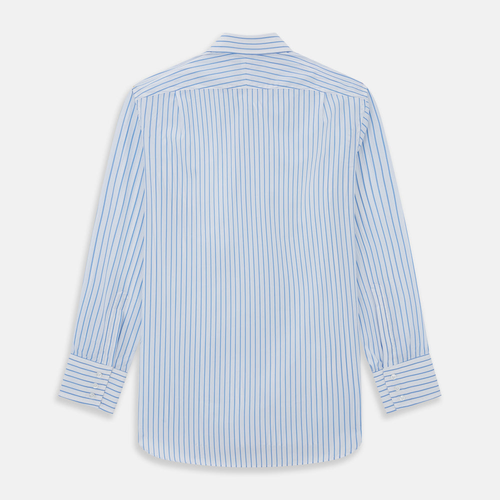 WHITE & BLUE STRIPE COTTON REGULAR FIT SHIRT