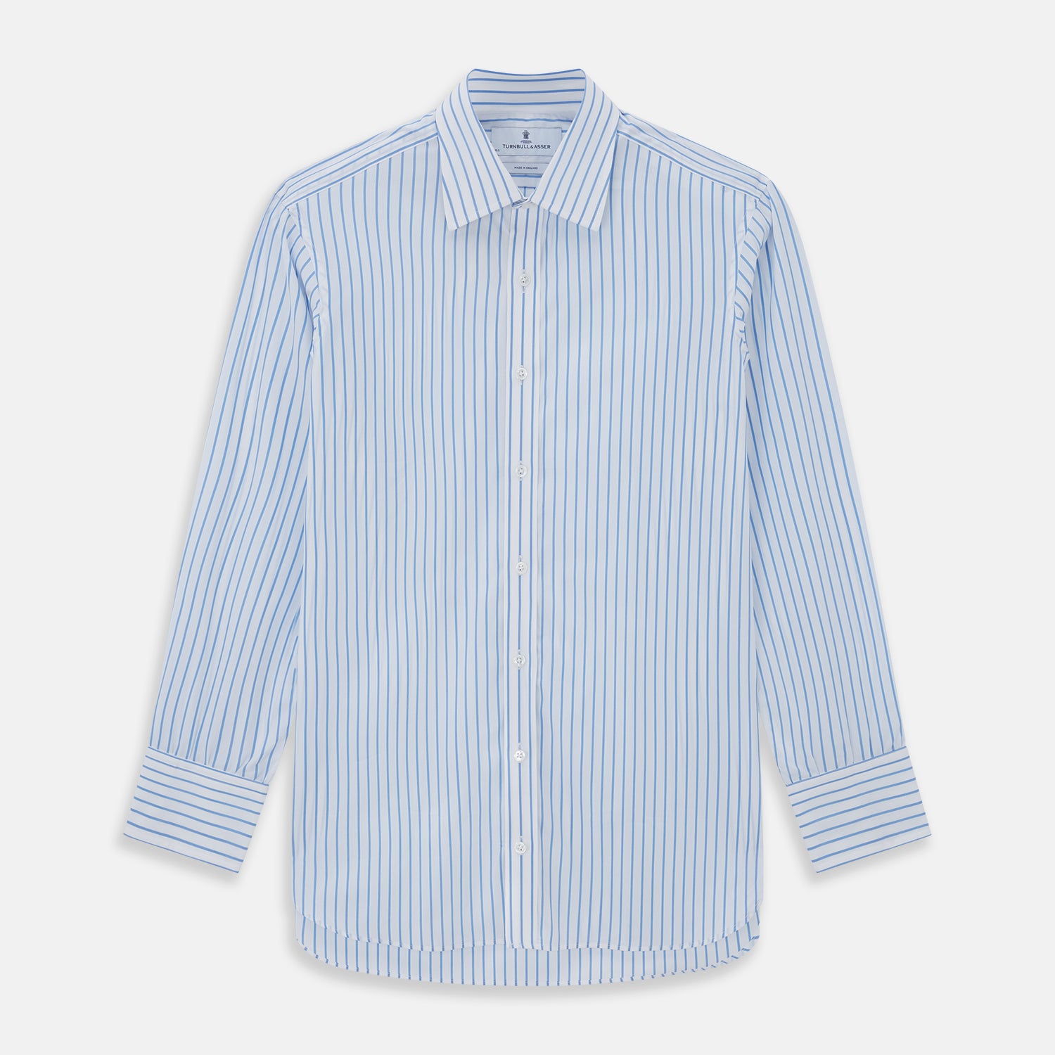 Turnbull & Asser White & BLUE Stripe Cotton Regular FIT Shirt