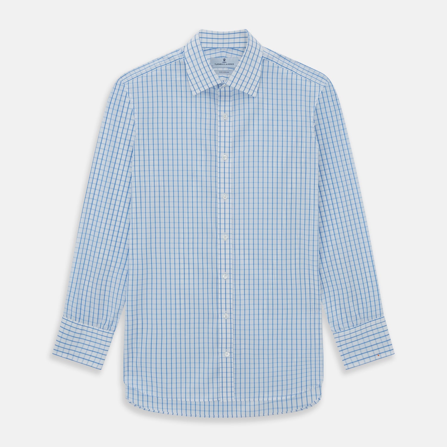 View 1 of product WHITE & BLUE CHECK COTTON REGULAR FIT SHIRT