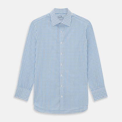 WHITE & BLUE CHECK COTTON REGULAR FIT SHIRT Image 2