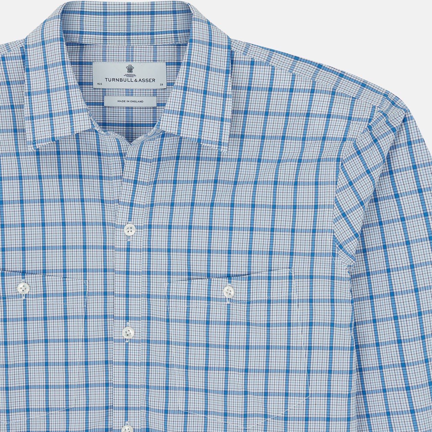 View 4 of product Blue Graph Overlay Check Piccadilly Shirt