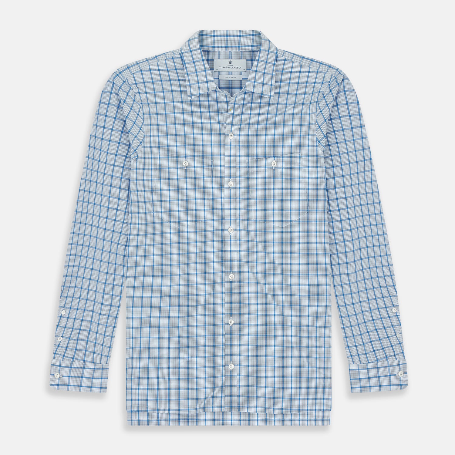 View 1 of product Blue Graph Overlay Check Piccadilly Shirt
