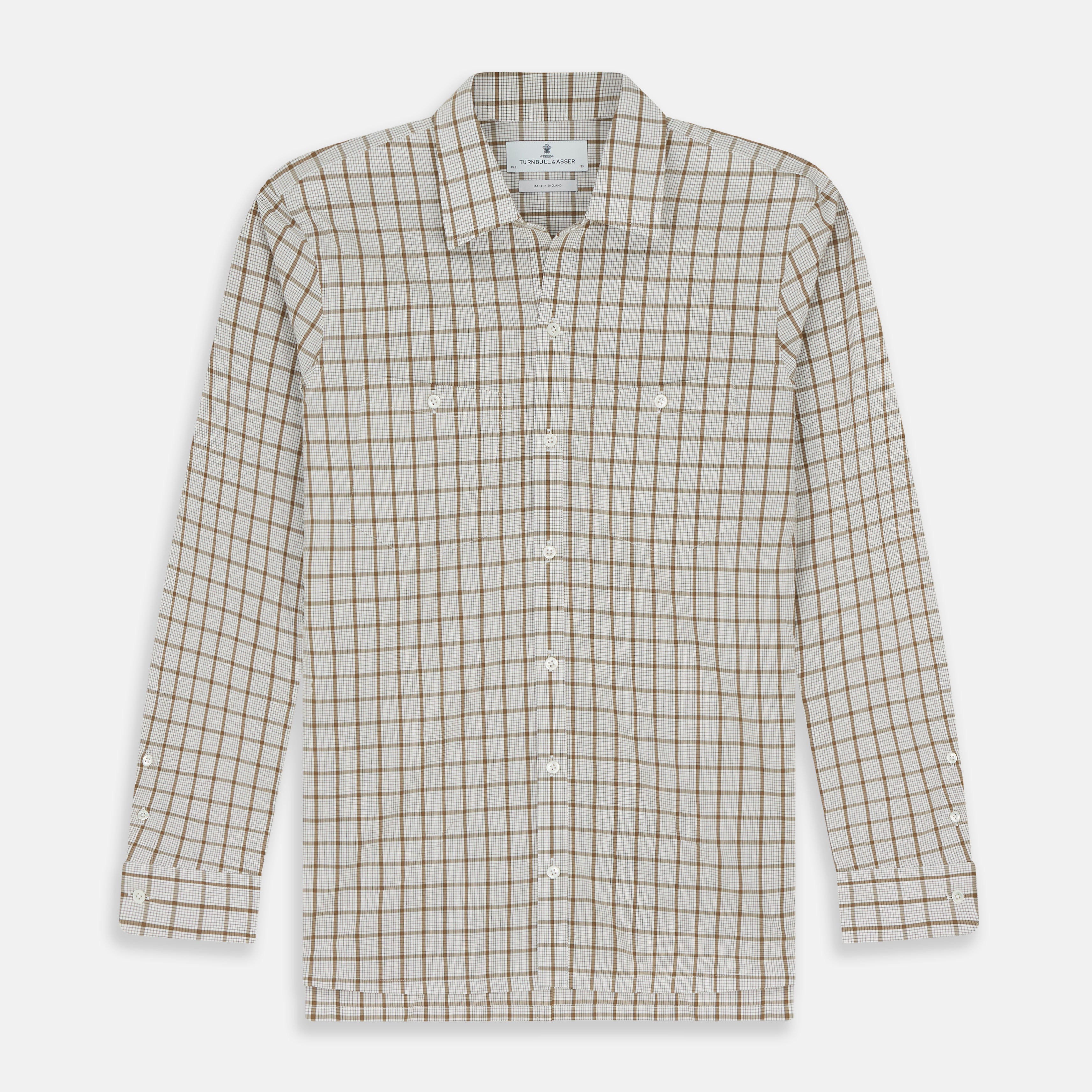 View 1 of product Brown Graph Overlay Check Piccadilly Shirt
