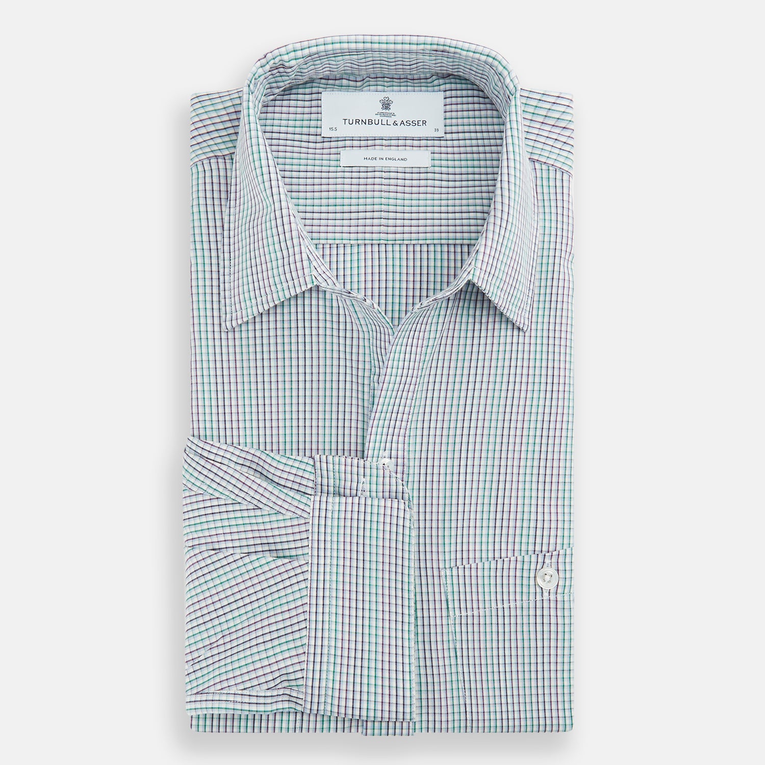 View 5 of product Green Graph Overlay Micro Check Piccadilly Shirt