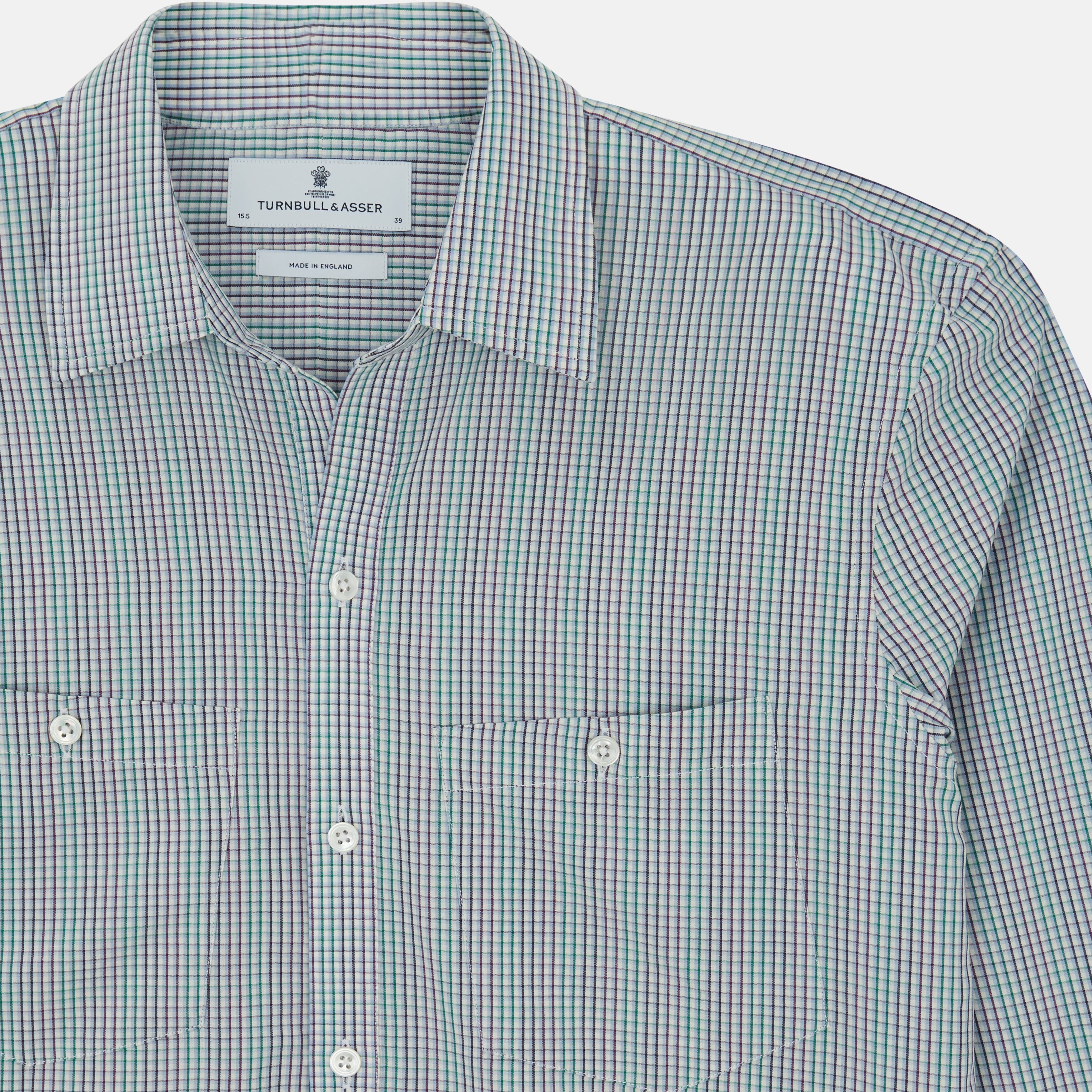 View 4 of product Green Graph Overlay Micro Check Piccadilly Shirt