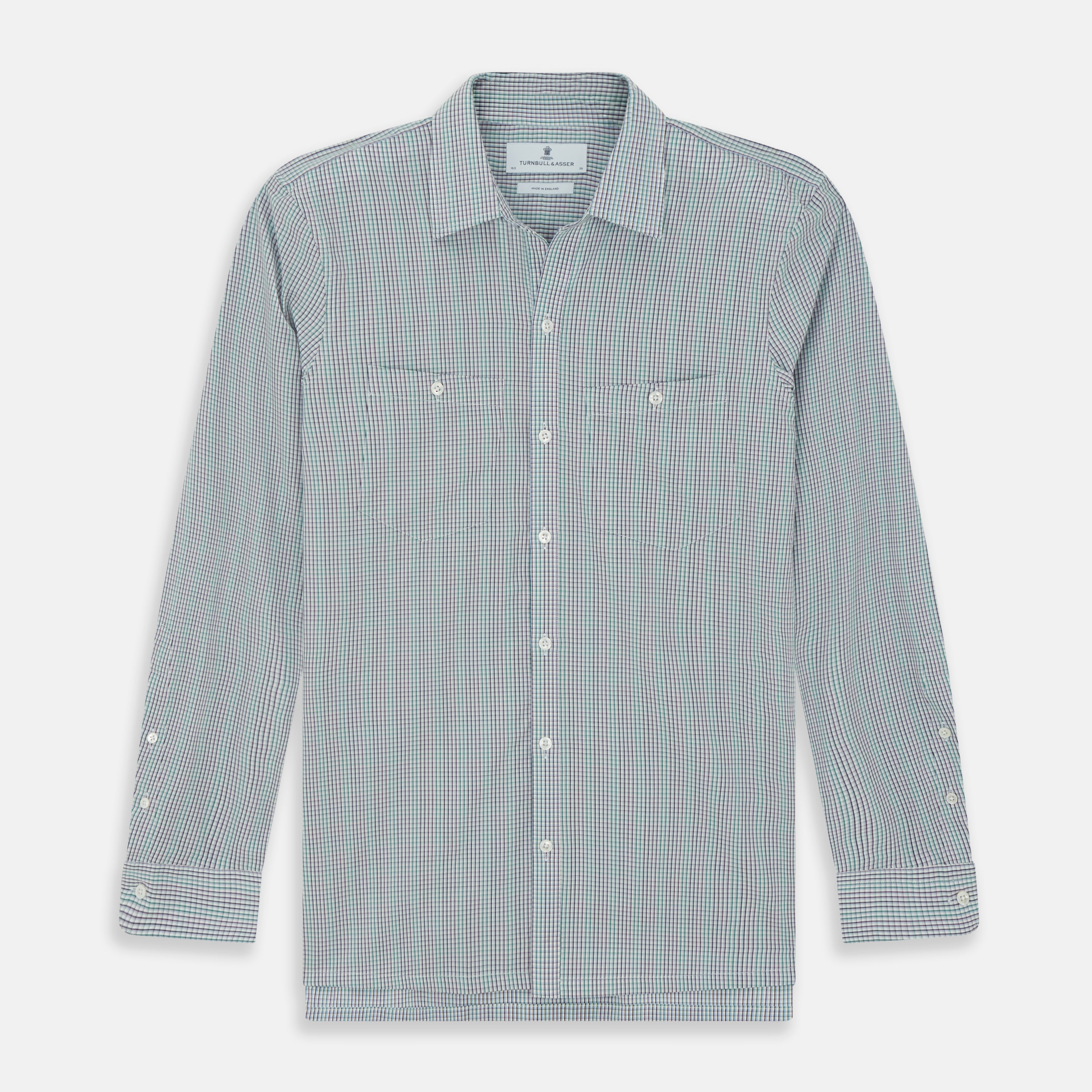 View 1 of product Green Graph Overlay Micro Check Piccadilly Shirt