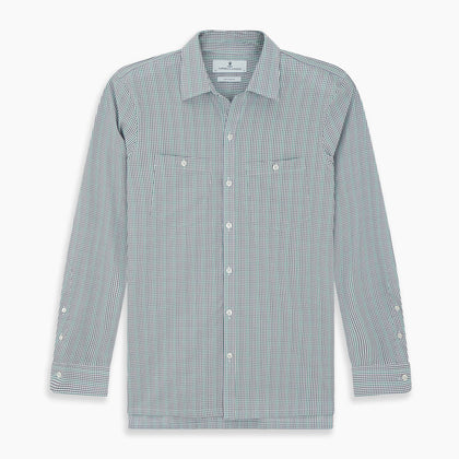 Green Graph Overlay Micro Check Piccadilly Shirt Image 6