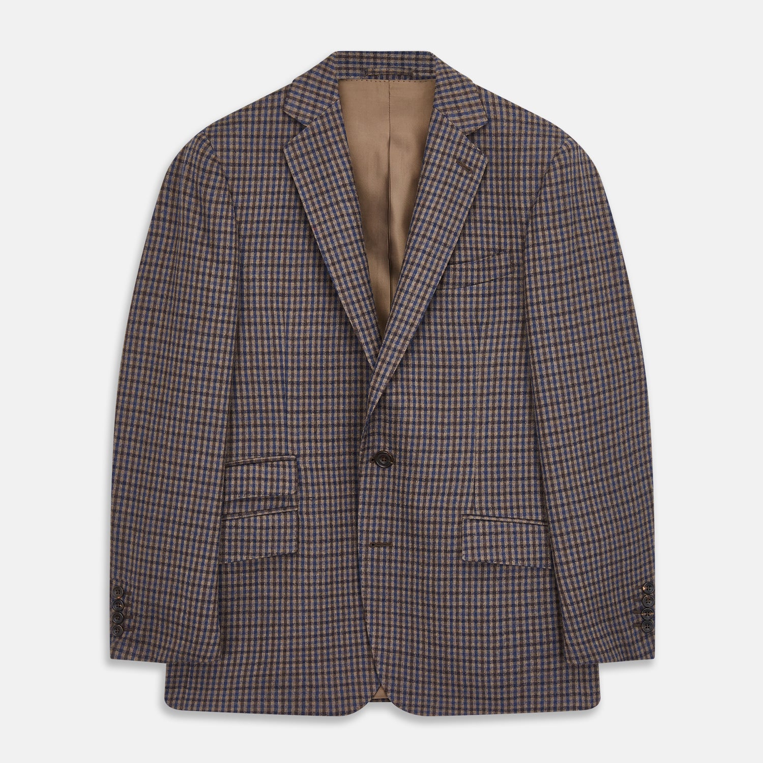 View 2 of product Brown & Blue Check Merino Barrington Blazer